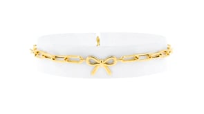 10kt Yellow Gold Bow Charm Paper Clip Link Bracelet