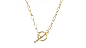 3mm 10kt Yellow Gold Paper Clip Link Toggle Necklace