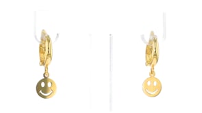 Canaria 10kt Yellow Gold Smiley Face Huggie Hoop Drop Earrings