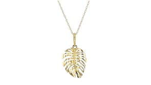 Canaria 10kt Yellow Gold Monstera Leaf Pendant Necklace