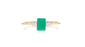 40 Carat Emerald Ring with Diamond Accents in 10kt Yellow Gold