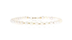 Canaria 4-5mm Cultured Pearl and 10kt Yellow Gold Bead Bracelet