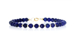 Canaria 4-5mm Lapis Bead Bracelet in 10kt Yellow Gold