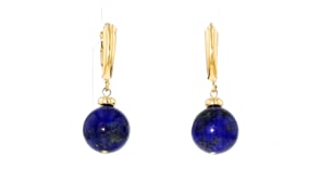 10-11mm Lapis Bead Drop Earrings in 10kt Yellow Gold
