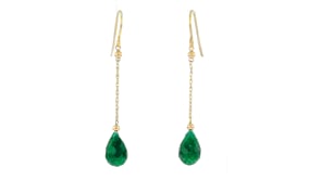 7.00 ct. t.w. Emerald Teardrop Earrings in 10kt Yellow Gold