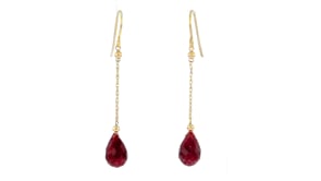 9.00 ct. t.w. Ruby Teardrop Earrings in 10kt Yellow Gold