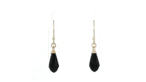 Canaria Black Agate Drop Earrings in 10kt Yellow Gold