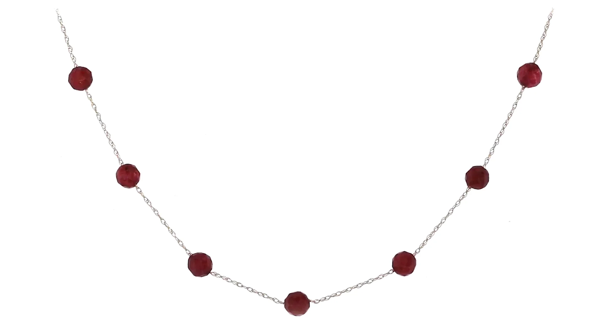 14.00 ct. t.w. Ruby Bead Station Necklace in 10kt Yellow Gold