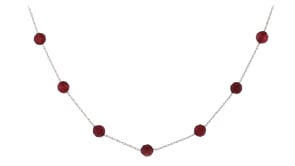 14.00 ct. t.w. Ruby Bead Station Necklace in 10kt Yellow Gold