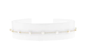 3-3.5mm Cultured Pearl Station Anklet in 10kt Yellow Gold