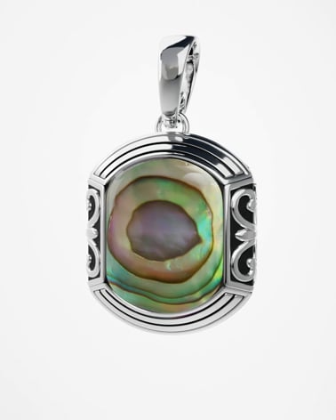 Video: 925 Sterling Silver Abalone Mother-of-pearl Ethnic Pendant