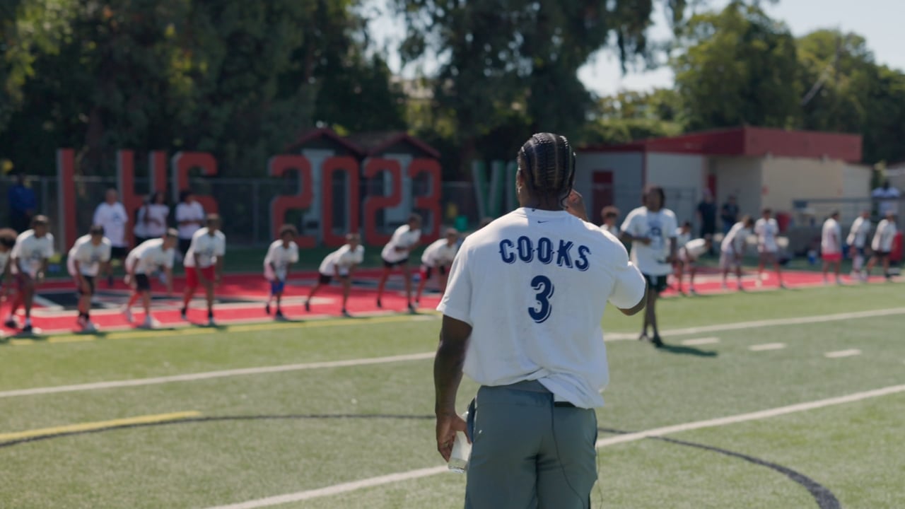 Brandin Cooks coaching at his youth football camp