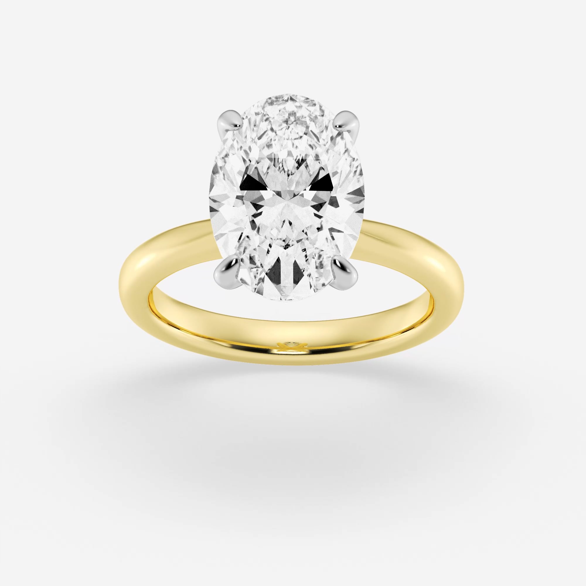 4 ctw Oval Lab Grown Diamond Petite Solitaire Engagement Ring 14K Two-Tone  White & Yellow Gold, FG, VS2+