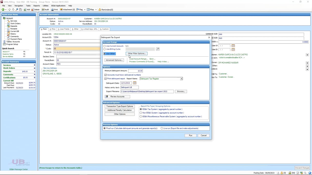 Utility Billing Delinquent Tax Process