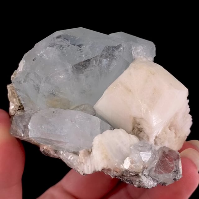 Beryl var: Aquamarine with Microcline (Baveno Twin - rare for the locality)