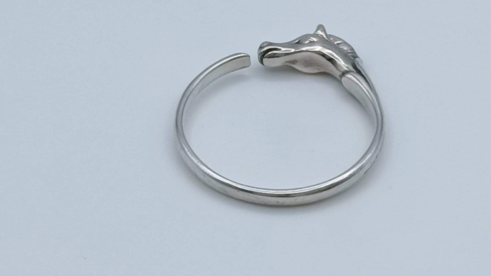 HERMES Paris Vintage Silver Tone Horse Head Bangle Bracelet at 