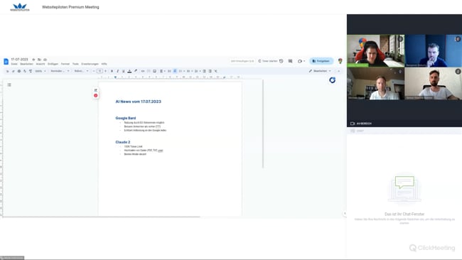 Google Bard & Claude 2 Vorstellung, optimale Preise für Webseiten, Anfang in Google Shopping, Brandingkampagnen & Kundengruppen mit Michael Klein vom 17.07.23