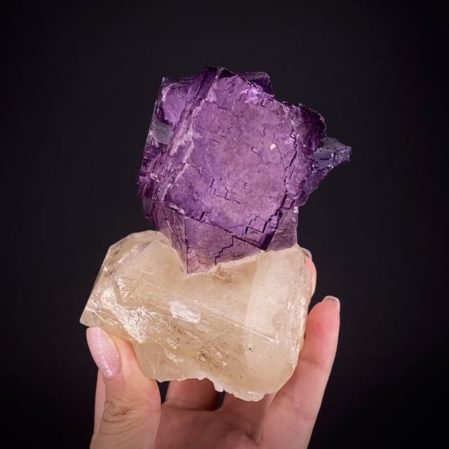 Fluorite on Calcite