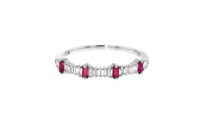 14 ct. t.w. Diamond and .10 ct. t.w. Ruby Ring in 14kt White Gold