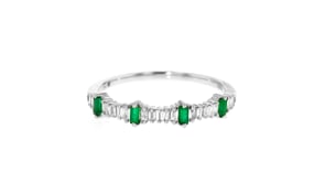 14 ct. t.w. Diamond and .10 ct. t.w. Emerald Ring in 14kt White Gold