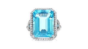 20.00 Carat Swiss Blue Topaz and .90 ct. t.w. White Topaz Ring in Sterling Silver
