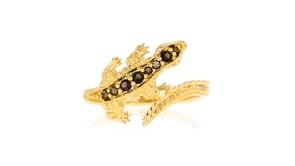 70 ct. t.w. Smoky Quartz Lizard Ring in 18kt Gold Over Sterling