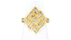 20 ct. t.w. Diamond Woven Square Ring in 18kt Gold Over Sterling