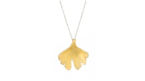 14kt Yellow Gold Satin and Polished Ginkgo Leaf Pendant