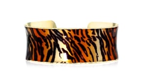 Italian Tiger-Print Enamel Cuff Bracelet in 14kt Yellow Gold