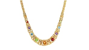 3.50 ct. t.w. Multi-Gemstone Graduated Byzantine Necklace in 18kt Gold Over Sterling
