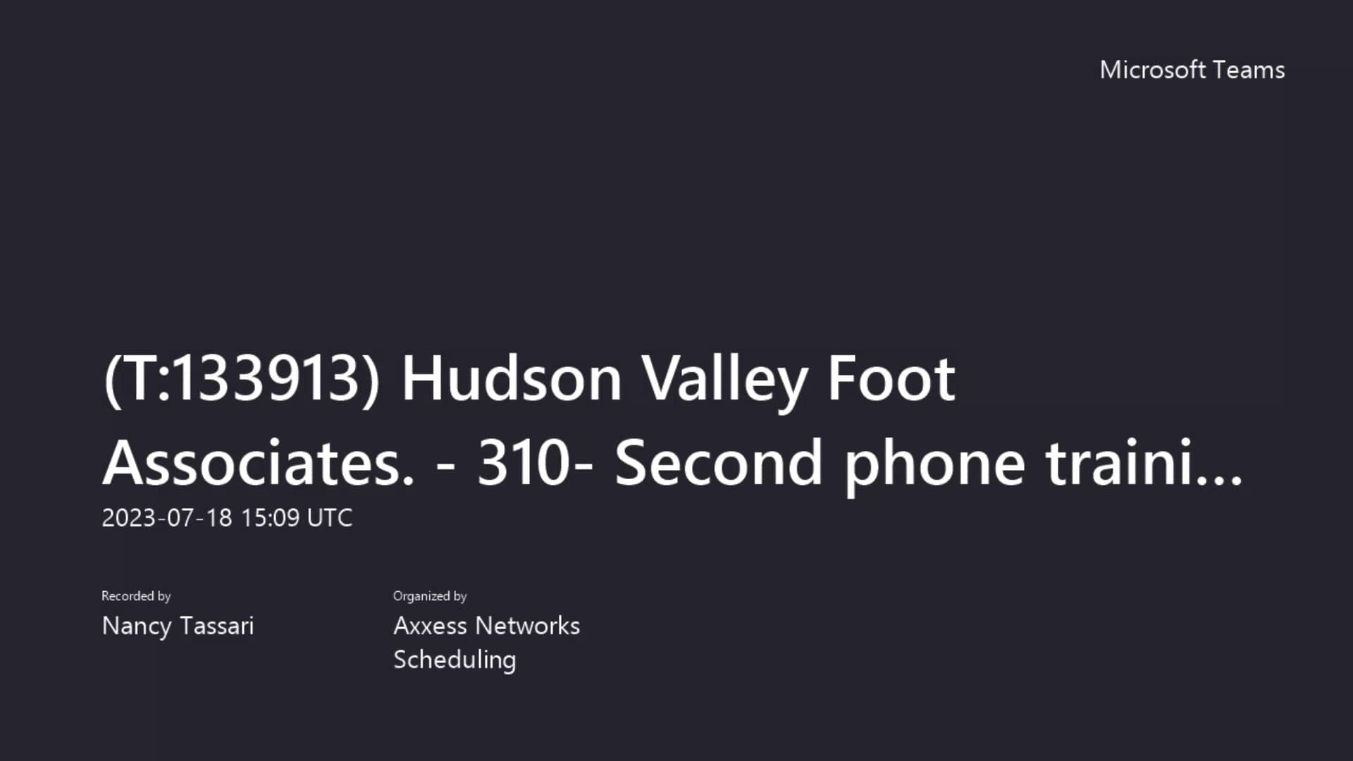 (T_133913) Hudson Valley Foot Associates. 310 Second phone training