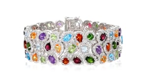 26.90 ct. t.w. Multi-Gemstone Three-Row Bracelet in Sterling Silver