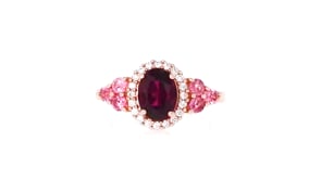 1.30 Carat Rhodolite Garnet and .10 ct. t.w. Pink Tourmaline Ring with .20 ct. t.w. White Zircon in 18kt Rose Gold Over Sterling