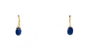 1.30 ct. t.w. Sapphire Drop Earrings with Diamond Accents in 14kt Yellow Gold