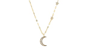 40 ct. t.w. CZ Moon and Star Necklace in 18kt Gold Over Sterling