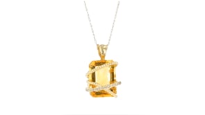 7.00 Carat Citrine and .11 ct. t.w. Diamond Pendant Necklace in 14kt Yellow Gold