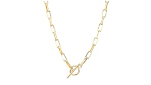 18kt Gold Over Sterling Paper Clip Link Toggle Necklace