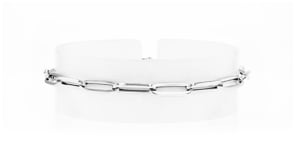 Italian 14kt White Gold Paper Clip Link Bracelet