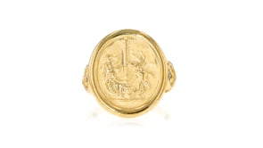 Italian Tagliamonte Cameo-Style Ring with Diamond Accents in 18kt Gold Over Sterling