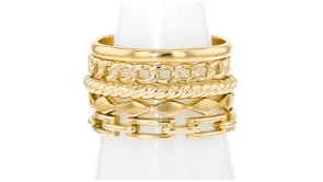 18kt Gold Over Sterling Jewelry Set Five Stackable Rings