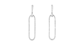 15 ct. t.w. Diamond Paper Clip Link Removable Hoop Drop Earrings in Sterling Silver