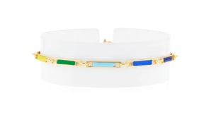 Italian Multicolored Enamel Bar-Link Bracelet in 18kt Gold Over Sterling