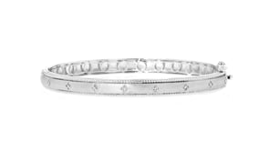 15 ct. t.w. Diamond Clover Bangle Bracelet in Sterling Silver
