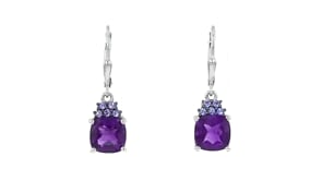 3.40 ct. t.w. Amethyst and .30 ct. t.w. Tanzanite Drop Earrings in Sterling Silver