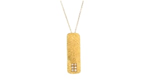 Diamond-Accented Vertical Bar Necklace in 18kt Gold Over Sterling