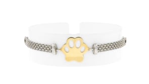 Two-Tone Sterling Silver Paw Print Bismark-Link Bolo Bracelet