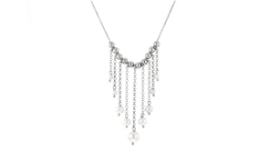 Italian 4-8mm Cultured Pearl Fringe Necklace in Sterling Silver