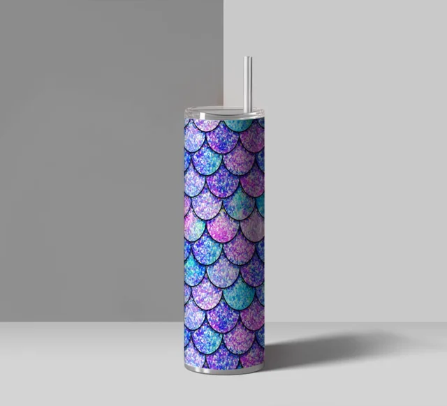 Purple Pink Blue Mermaid Scales 20oz Skinny Tumbler, Mermaid Tumbler,  Mermaid Theme Tumbler, Fun Summer Tumbler, Mermaid Gift