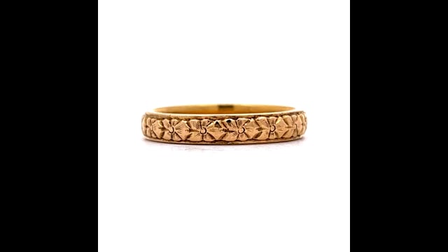 Vintage 1930s Orange Blossom Wedding Band in 18k Yellow Gold