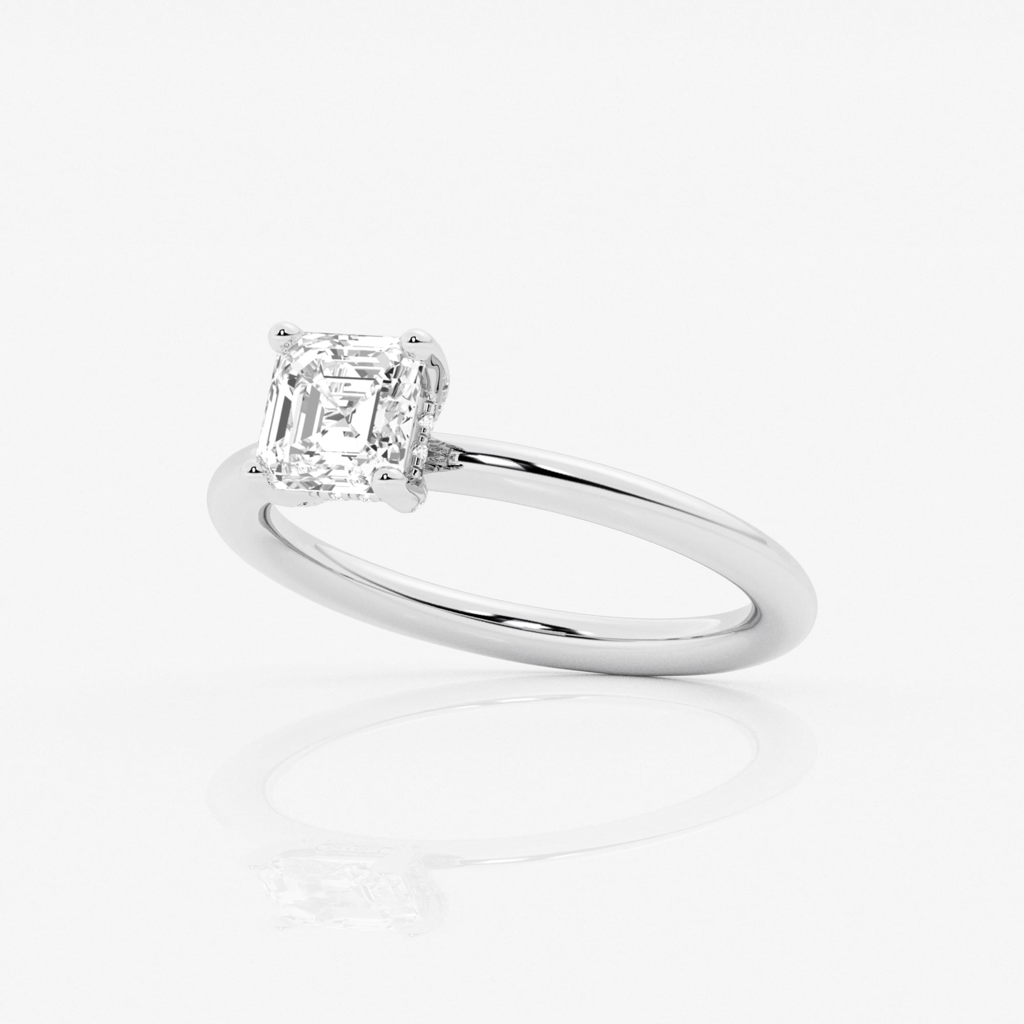 product video for 1 ctw Asscher Lab Grown Diamond Hidden Halo Engagement Ring